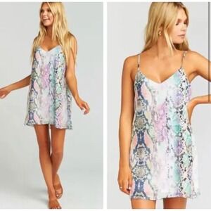 Show Me Your Mumu‎ Dress Medium Pastel Python Print Multicolor Mini Casual New